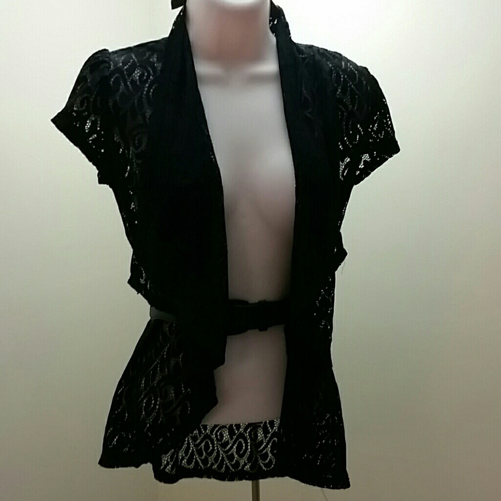 Stylish black top with belt